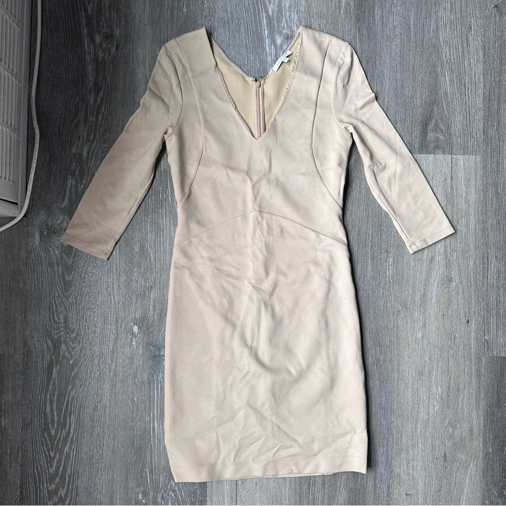 Nude V-Neck Bodycon Dress Size 6